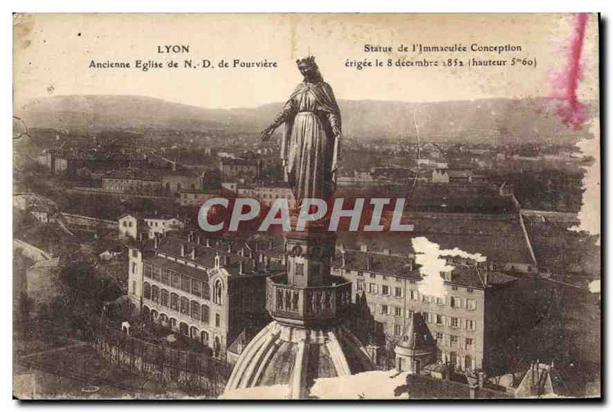 CPA Lyon Ancienne Eglise de N D de Fourviere Statue de l'Immaculee Conception 