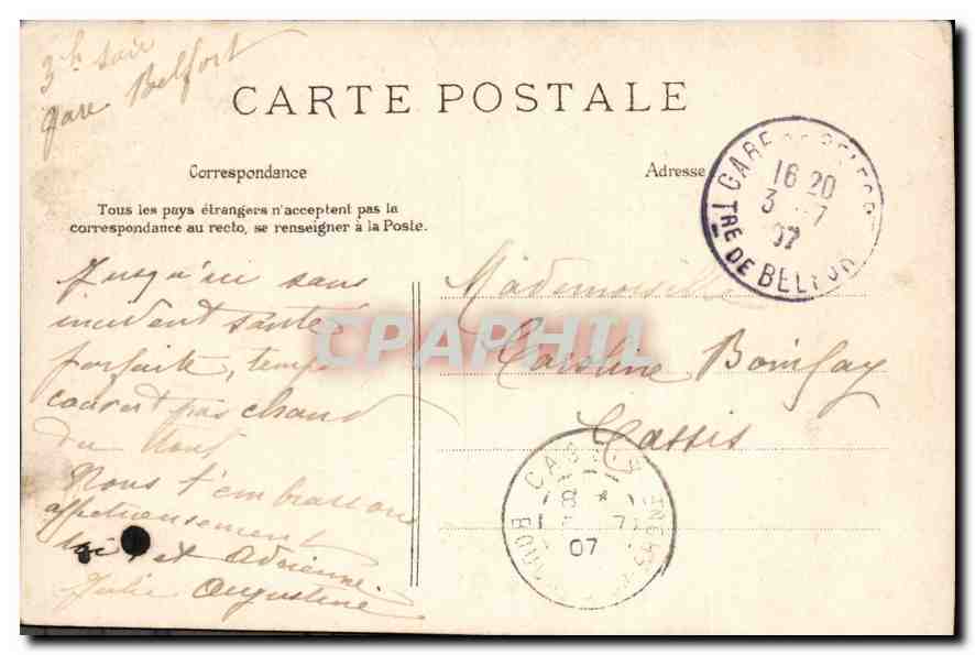 CPA Belfort Chateau et Lion  — Rückseite