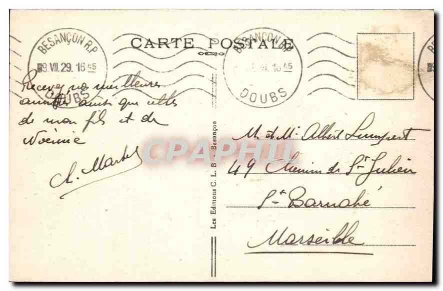 Besançon-les-Bains — Vue générale prise de la Station du Funiculaire de Beauregard — Les Editions C. L. B. Besançon — Reverso