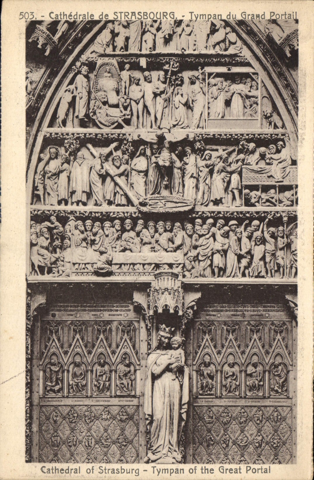 CPA Cathedral ot Strasburg Tympan of the Great Portail 