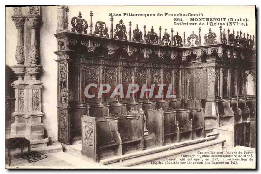 Intérieur de l'Église de Montbenoît — Sites Pittoresques de Franche-Comté, n° 861 — C. Lardier, Neançon