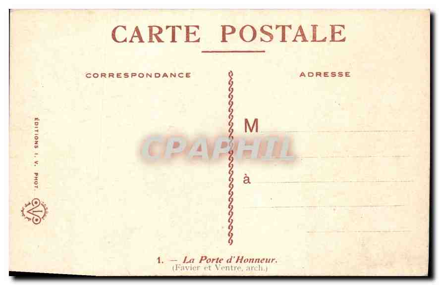 CPA La Porte d'Honneur Favier et Ventre arch  — Rückseite