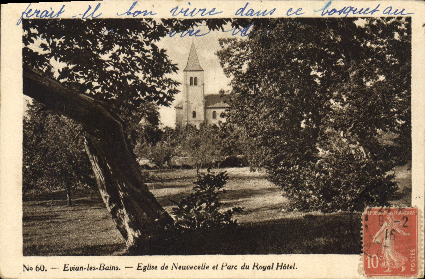 Evian-les-Bains — Église de Neuvecelle et Parc du Royal Hôtel — Alphublud & Française, No 60