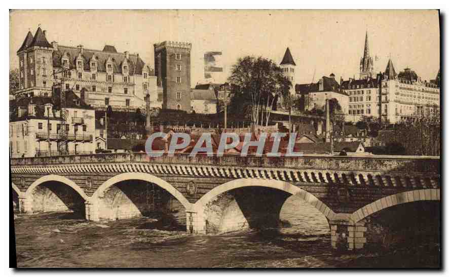 Pau - Le Pont sur le Gave et Château Henri IV — Phototypie Labouche frères, Toulouse, n°863