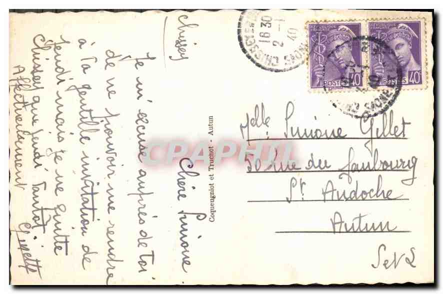 CPA Chissey en Morvan L'Ecluse du Moulin  — Rückseite