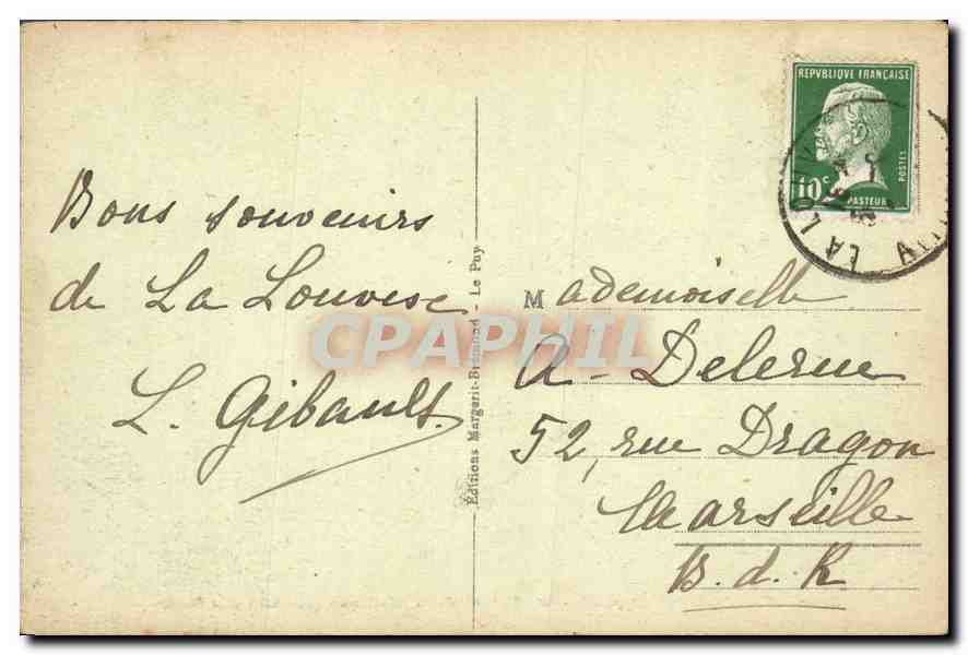 La Louvesc (Ardèche) — L'Intérieur de la Basilique (La Chaire et le Portique) — Margerit Bréand, n° 5236 — Verso