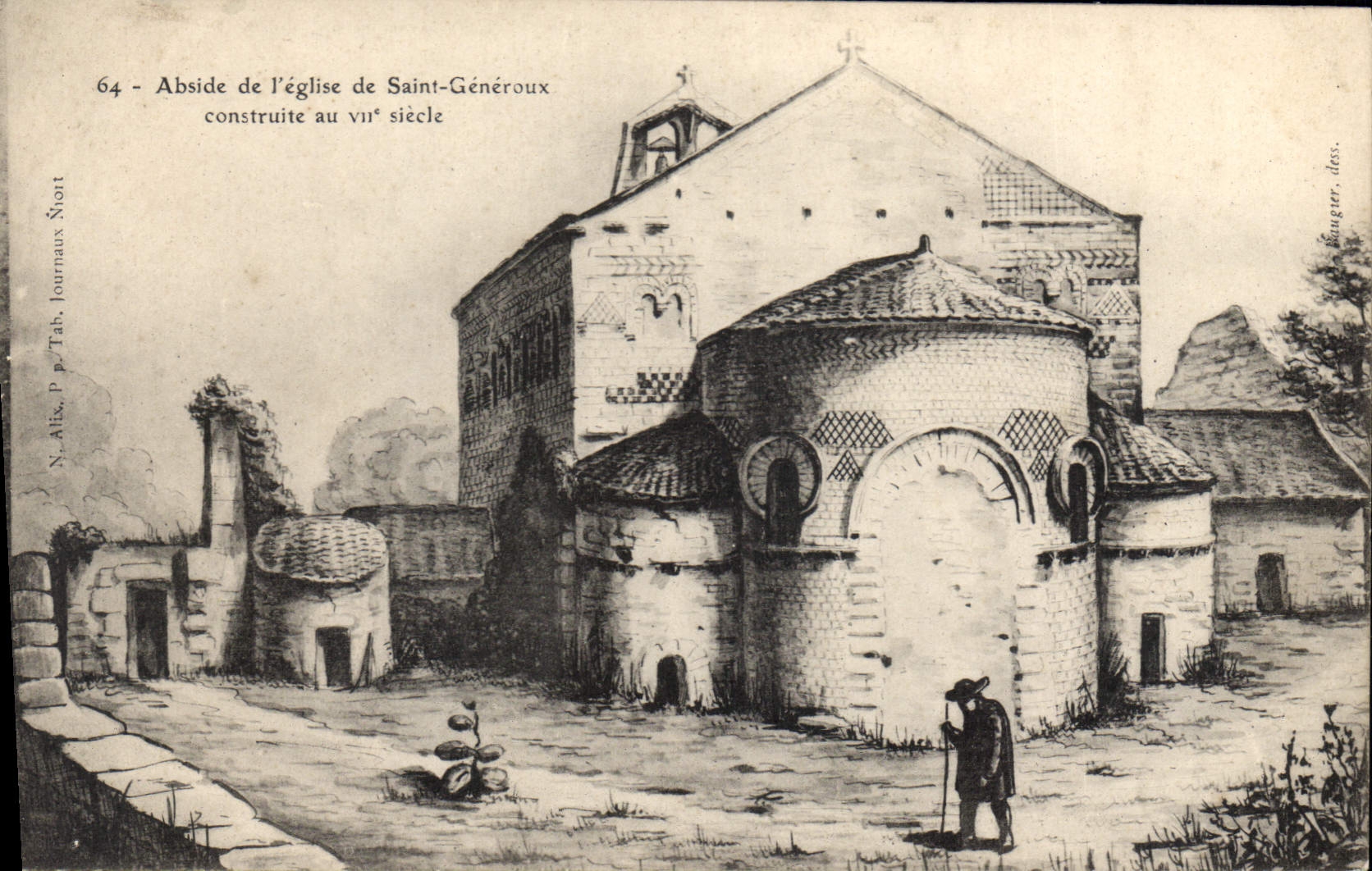 CPA Abside de l'Eglise de Saint Generoux construite au VII siecle 