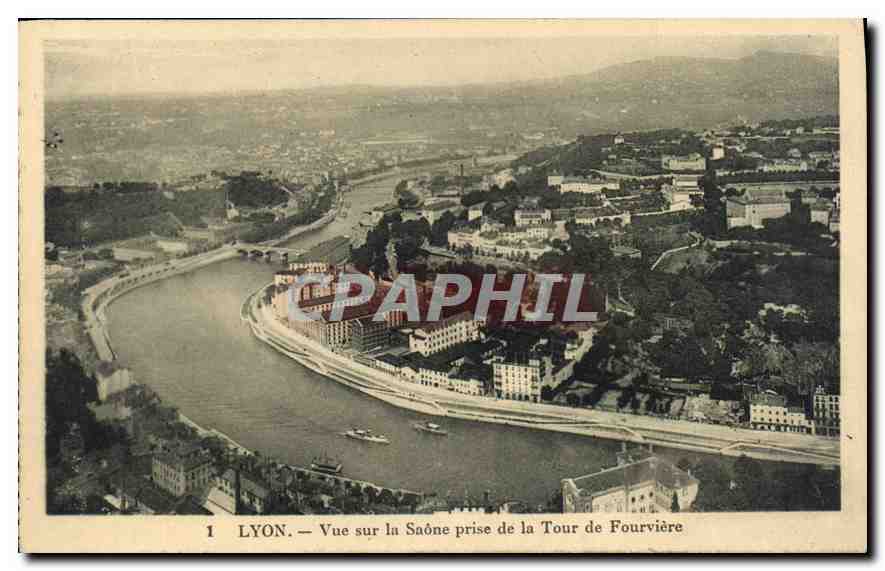 LYON — Vue sur la Saône prise de la Tour de Fourvière