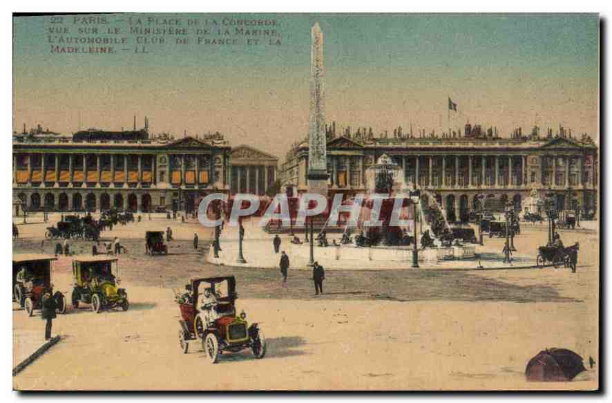 CPA Paris La Place de la Concorde vue sur le Ministere de la Marine l'Automobile Club de France et l