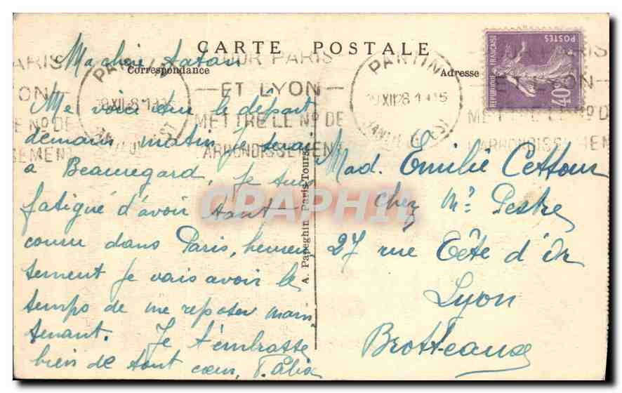 CPA Paris Sacre Coeur de Montmartre  — Rückseite