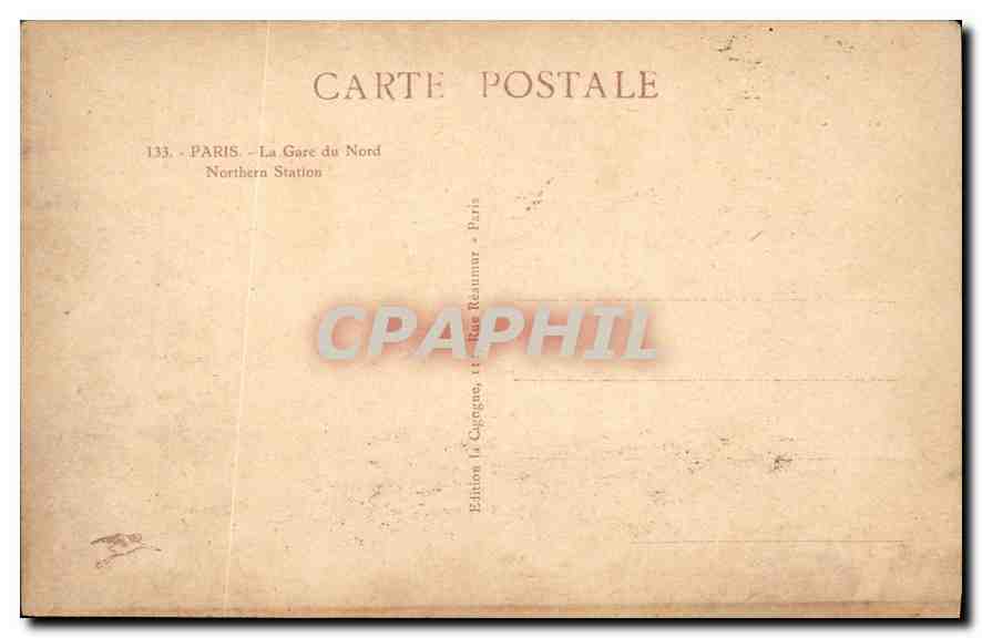 CPA Paris La Gare du Nord  — Rückseite