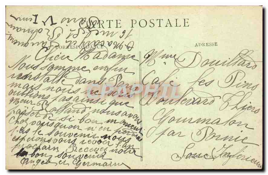 CPA Paris la Cascade du Bois de Boulogne  — Rückseite