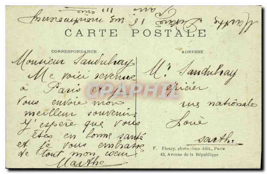 CPA Paris Pont de la Concorde et Chambre des Deputes Quai d'Orsay  — Rückseite