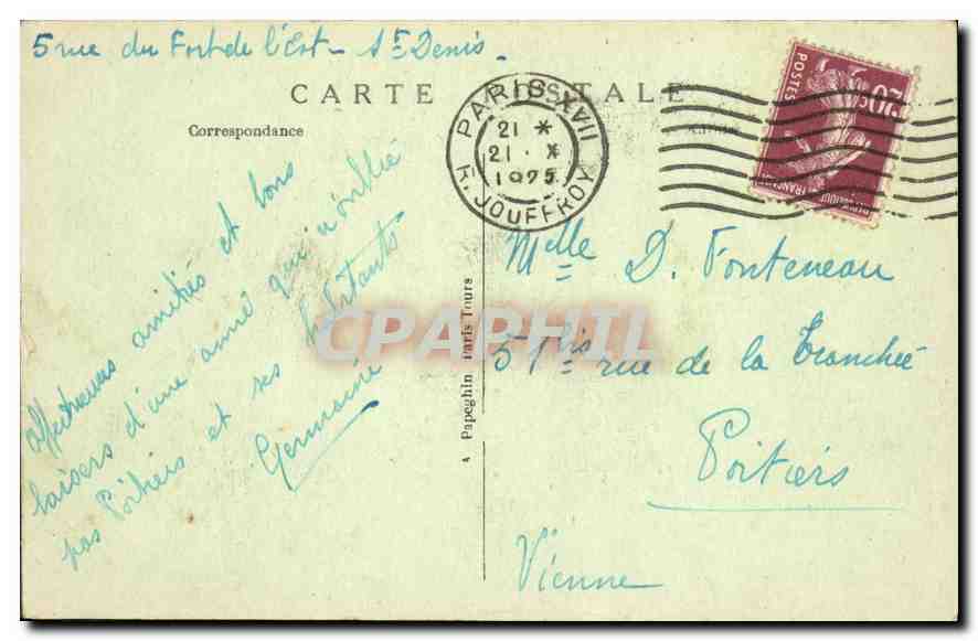 CPA Paris La Chambre des Deputes Tour Eiffel — Verso