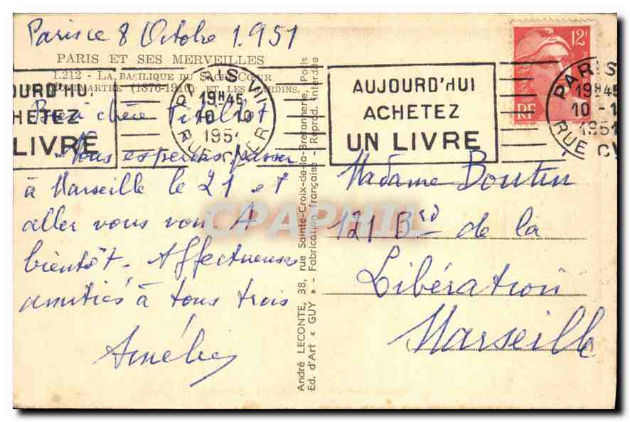 CPA Paris et ses Merveilles La Basilique de Sacre Coeur de Montmartre et les Jardins  — Rückseite