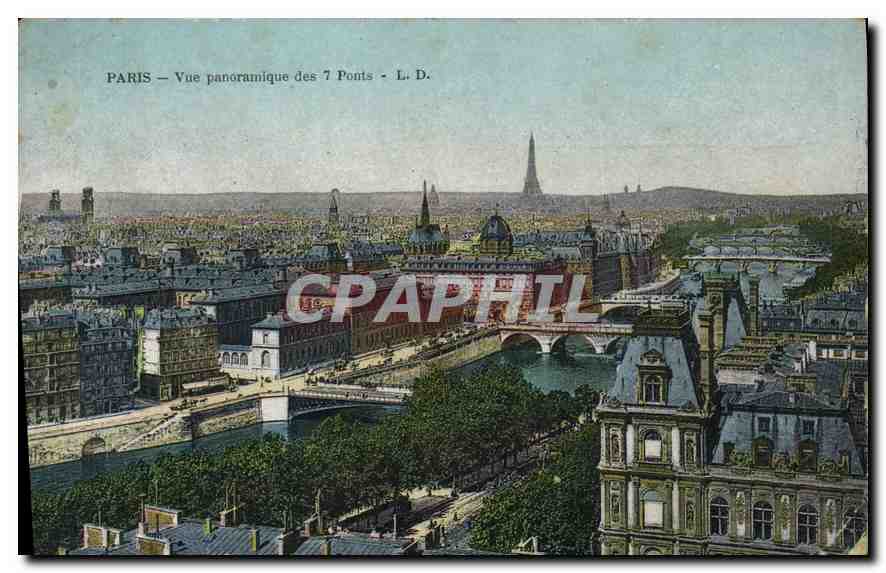 CPA Paris Vue panoramique des 7 Ponts Tour Eiffel