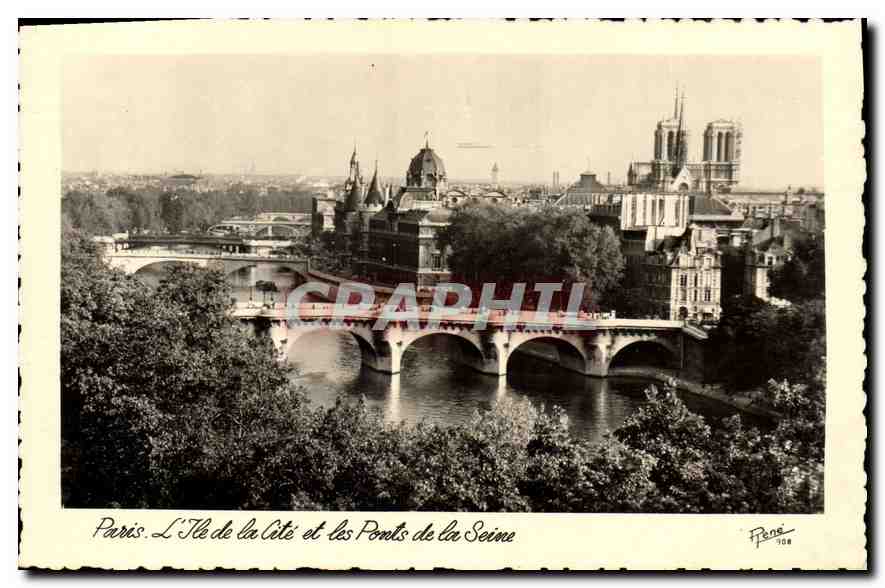 CPA Paris L'Ile de la Cite et les Ponts de la Seine 