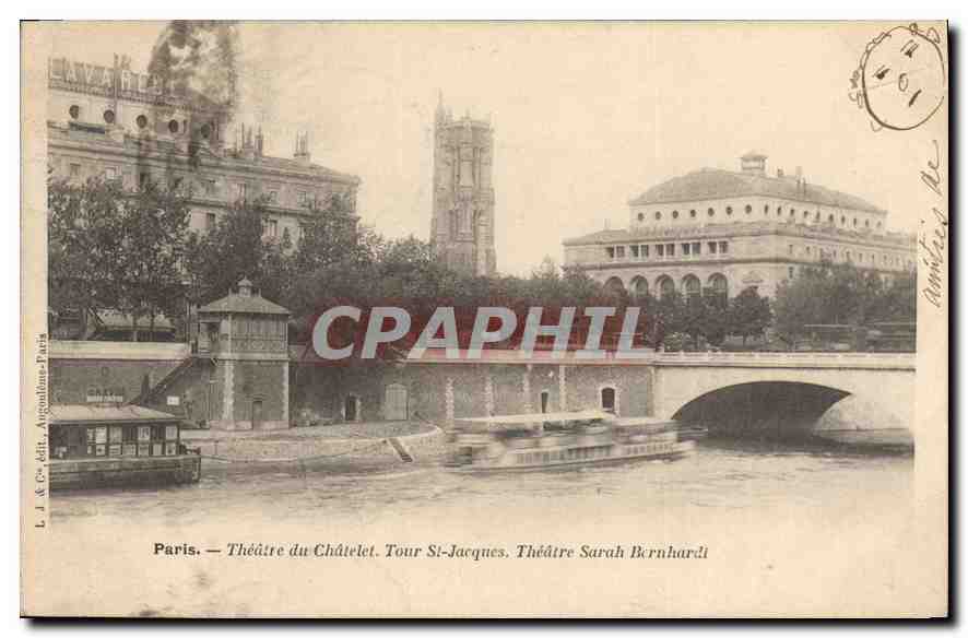 CPA Paris Theatre du Chatelet Tour St Jacques Theatre Sarah Bernhardt 