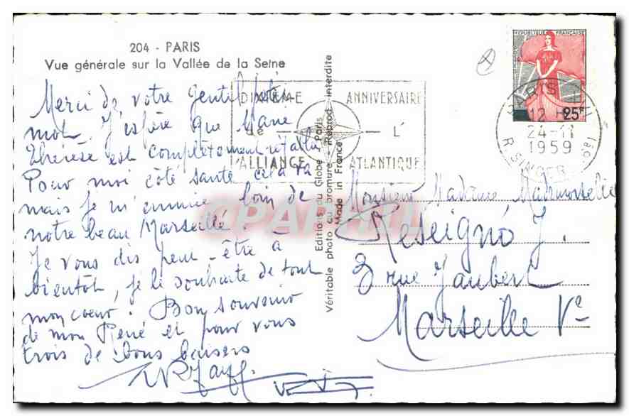 CPA Paris Vue generale sur la Vallee de la Seine  — Rückseite