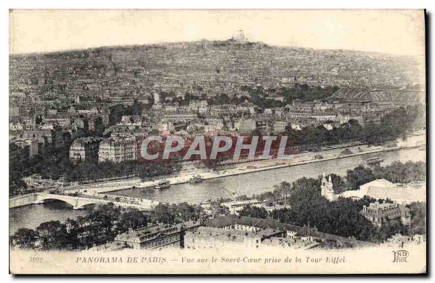 Panorama de Paris — Vue sur le Sacré-Cœur prise de la Tour Eiffel — INDROL, n° 3092