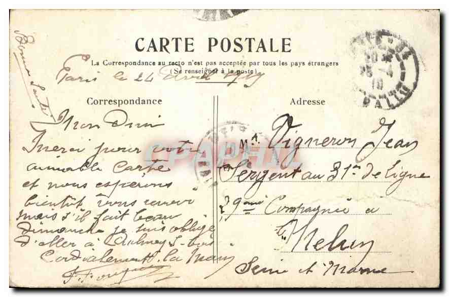 CPA Paris Le Palais de Justice et le Marche aux Fleurs  — Verso
