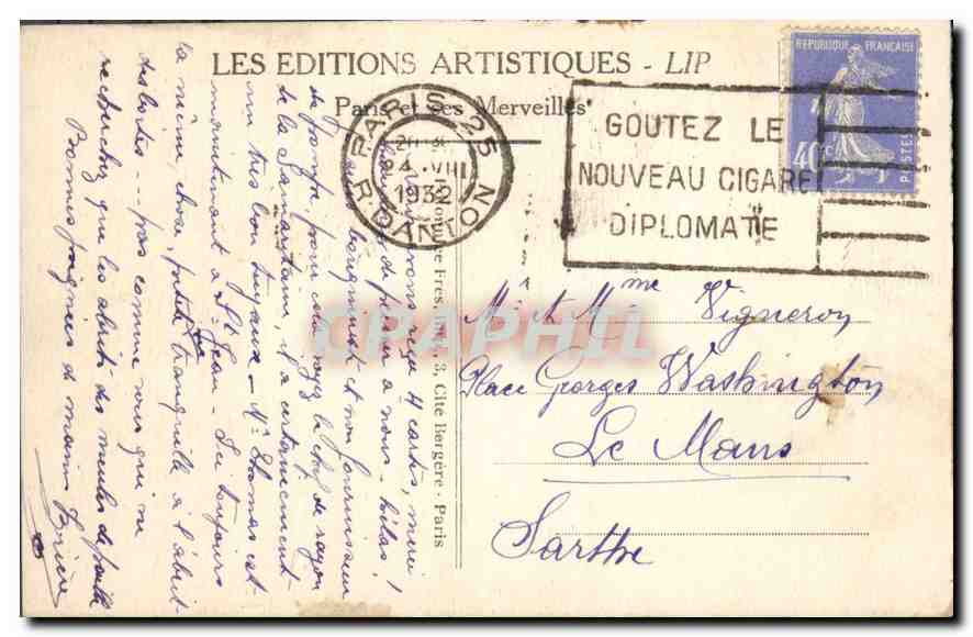 CPA Paris Place de la Bastille et Colonne de Juillet  — Rückseite