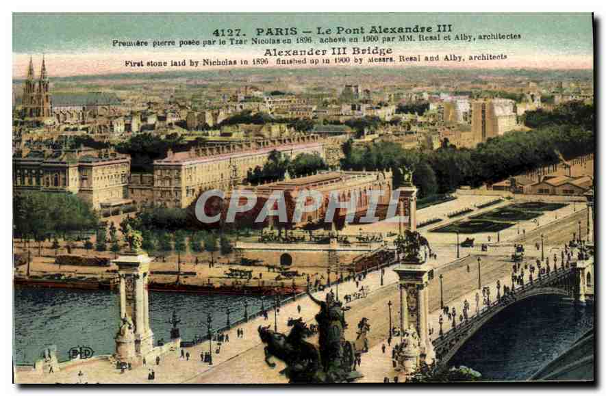 CPA Paris Le Pont Alexandre III Premiere pierre posee par ble Tzar Nicolas en 1896 