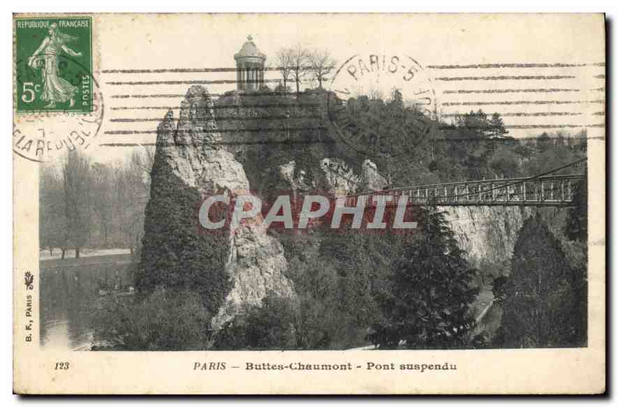 CPA Paris Buttes Chaumont Pont suspendu 