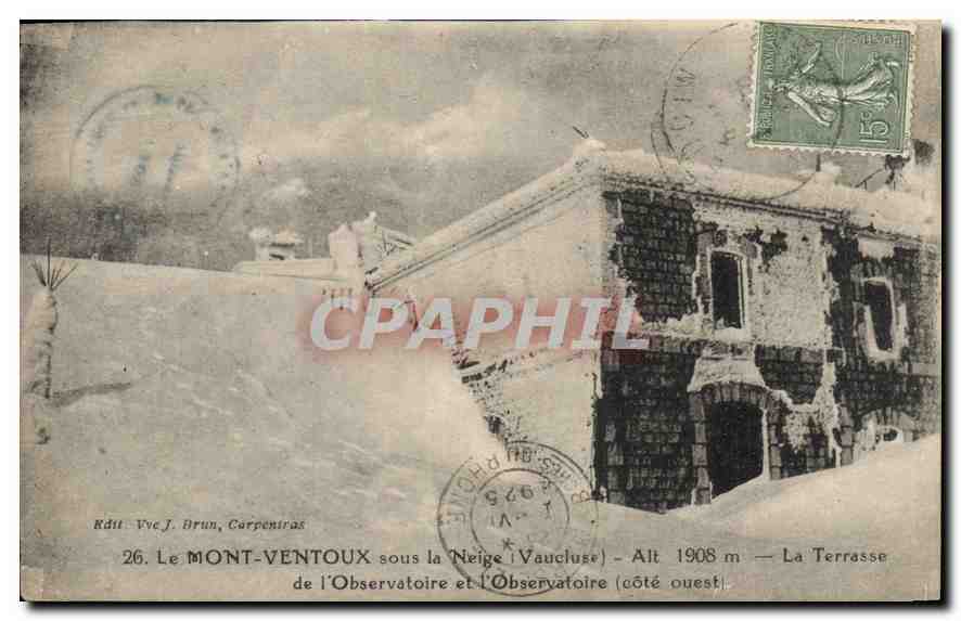 Le MONT-VENTOUX sous la Neige (Vaucluse) - Alt 1908 m - La Terrasse de l'Observatoire (côté ouest) — Vue J. Brun, Carpentras