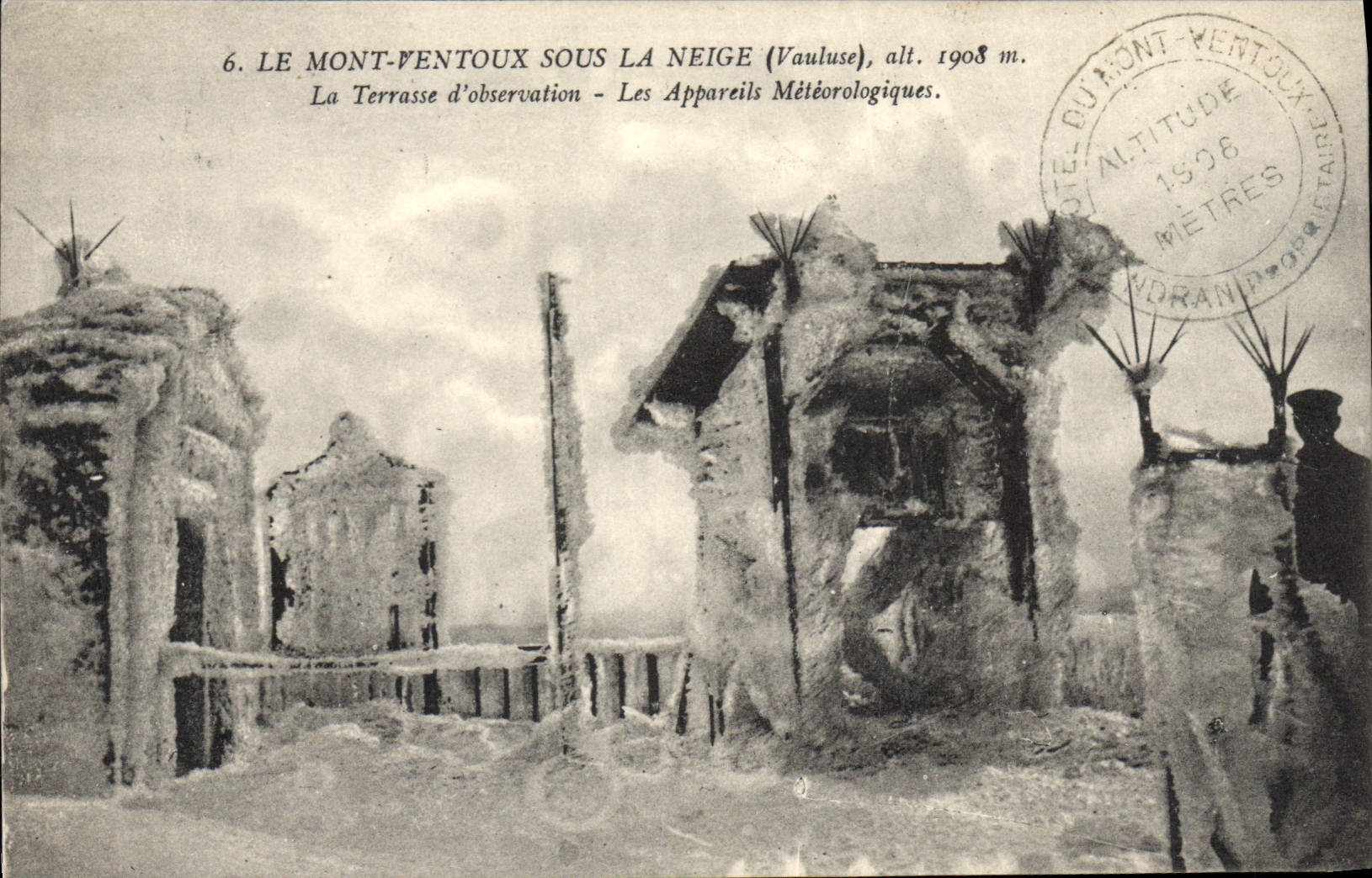 Le Mont Ventoux sous la neige (Vauluse) — Terrasse d'observation et appareils météorologiques — alt. 1908 m.