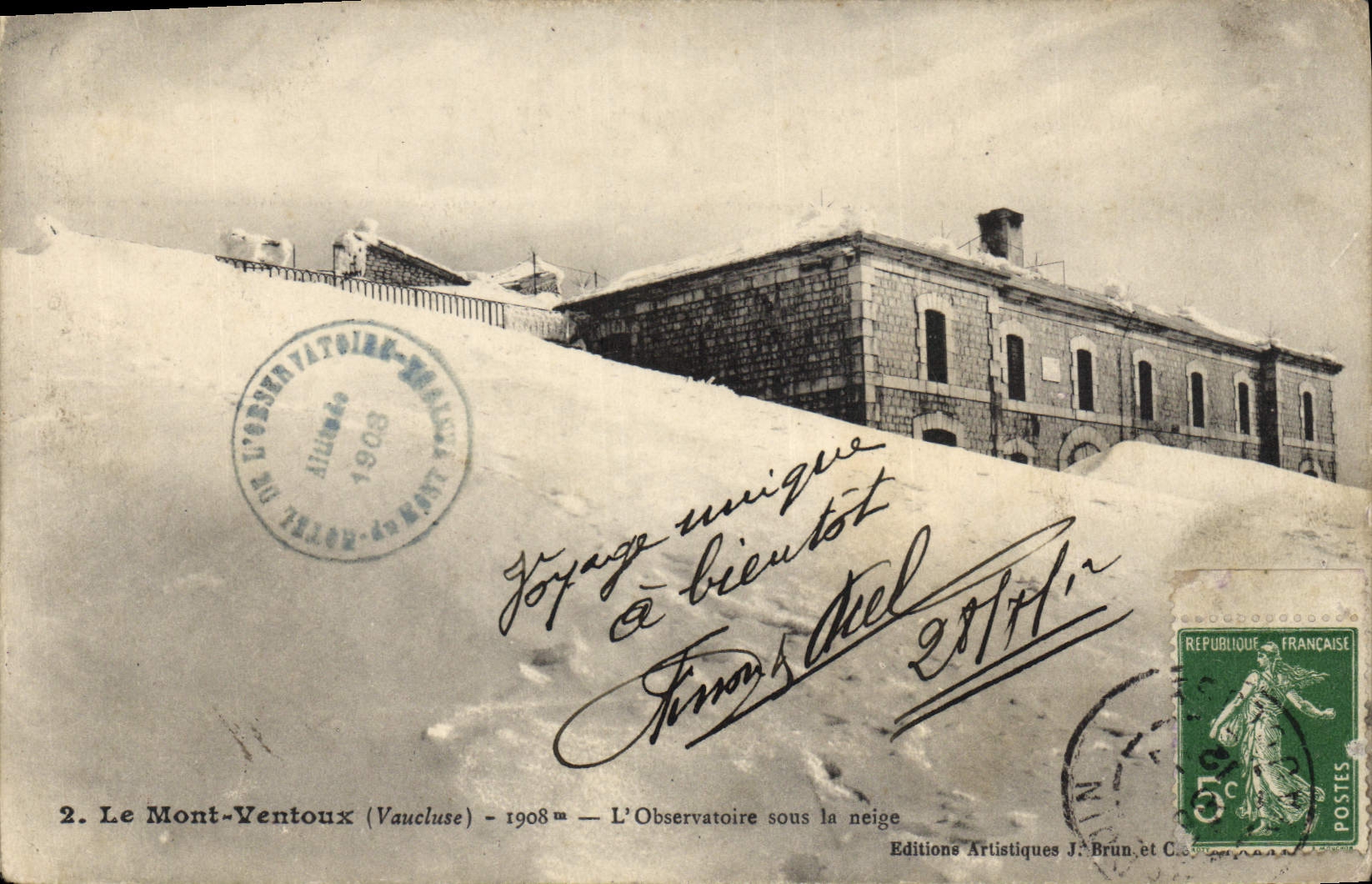 Mont Ventoux (Vaucluse) — Der Observatorium unter Schnee — Editions Artistiques J. Brun et Cie