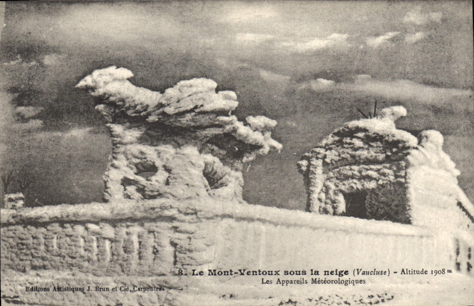 Le Mont-Ventoux sous la neige (Vaucluse) — Les Appareils Météorologiques — Éditions Artistiques J. Brun et Cie, Carpentras