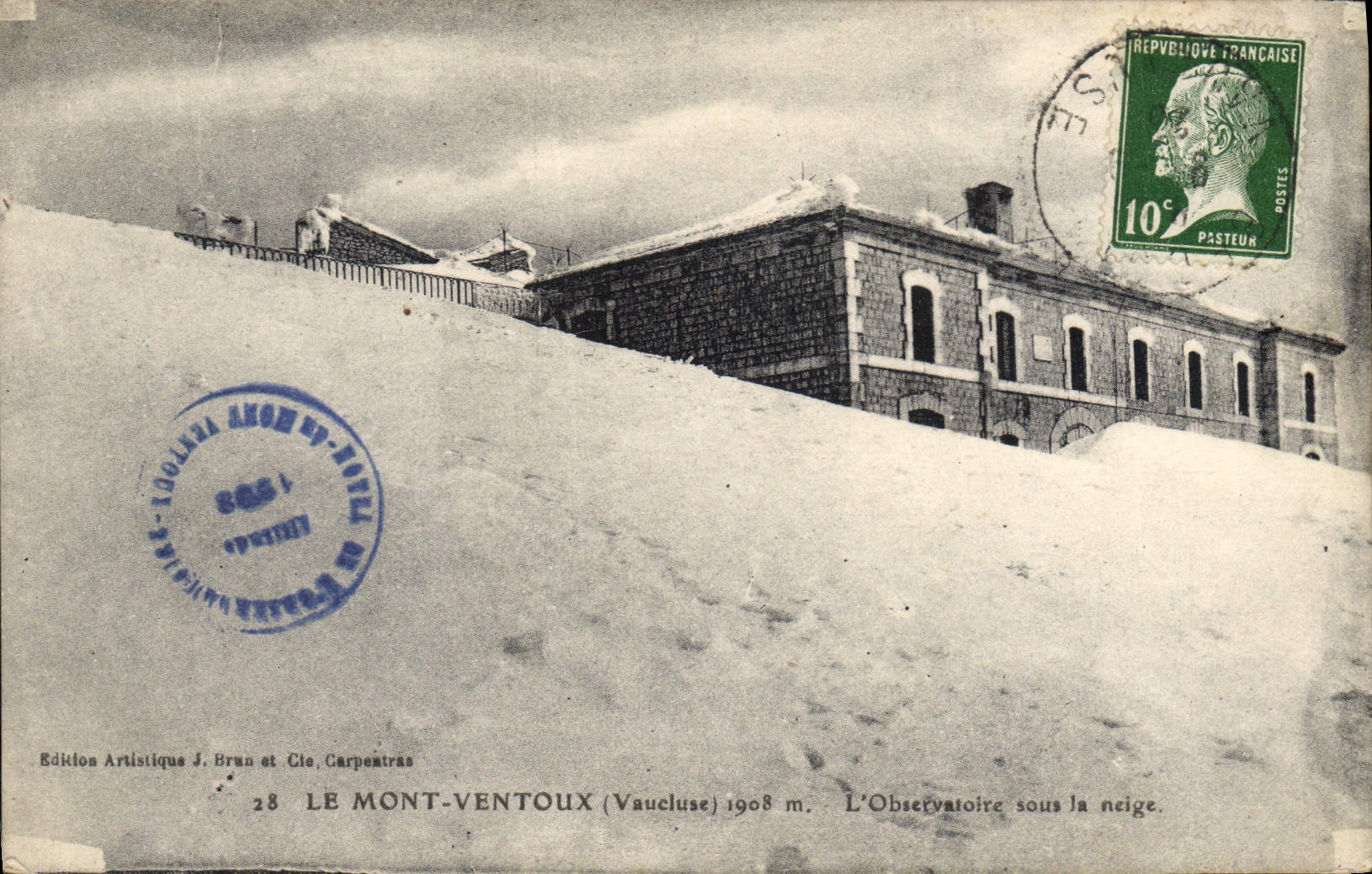 LE MONT-VENTOUX (Vaucluse) 1908 m. — Das Observatorium unter Schnee — Künstlerische Ausgabe J. Brun et Cie, Carpentras