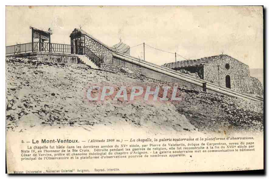 Mont Ventoux — Kapelle, unterirdische Galerie und Beobachtungsplattform — Maison Universelle, Nouvelles Galeries, Avignon