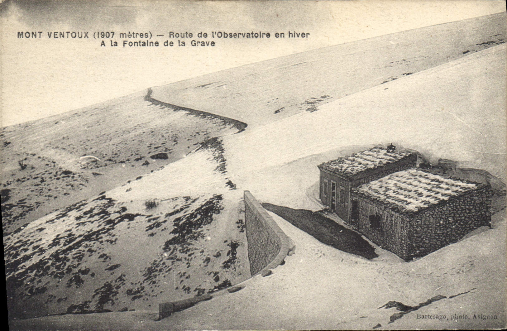 Mont Ventoux (1907 Meter) — Route des Observatoires im Winter — Bei der Fontaine de la Grave — Bartesago, Foto, Avignon