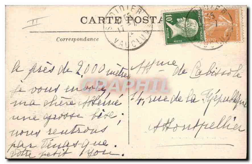 Le MONT-VENTOUX sous la Neige (Vaucluse) — Alt 1908 m — La Terrasse de l’Observatoire (côté ouest) — Rdit. Vve J. Brun, Carpentras — Rückseite