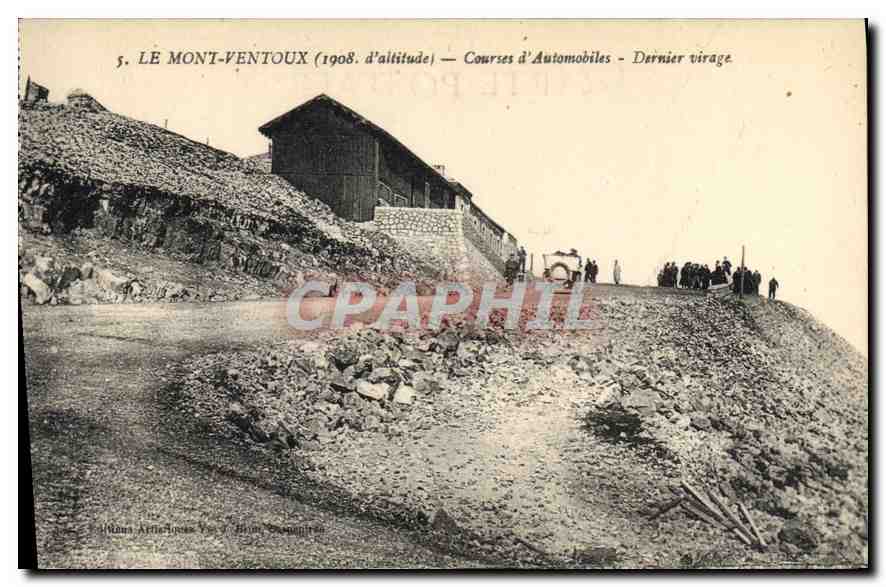 Le Mont Ventoux (1908 d'altitude) — Courses d'Automobiles - Dernier virage