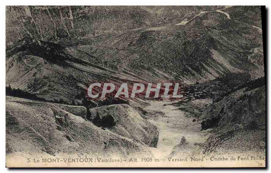 Le MONT-VÉNTOUX (Vaucluse) — Alt 1908 m. — Versant Nord — Combe de Font Ficelle — éditeur non visible