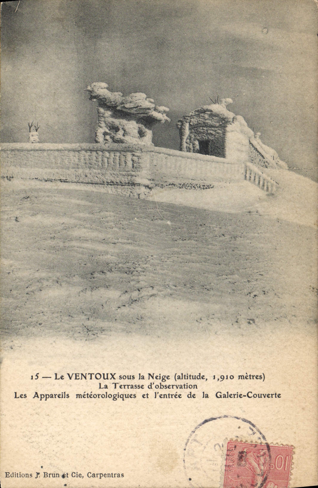 Le Ventoux sous la neige — altitude 1,910 mètres — Éditions J. Brun et Cie, Carpentras