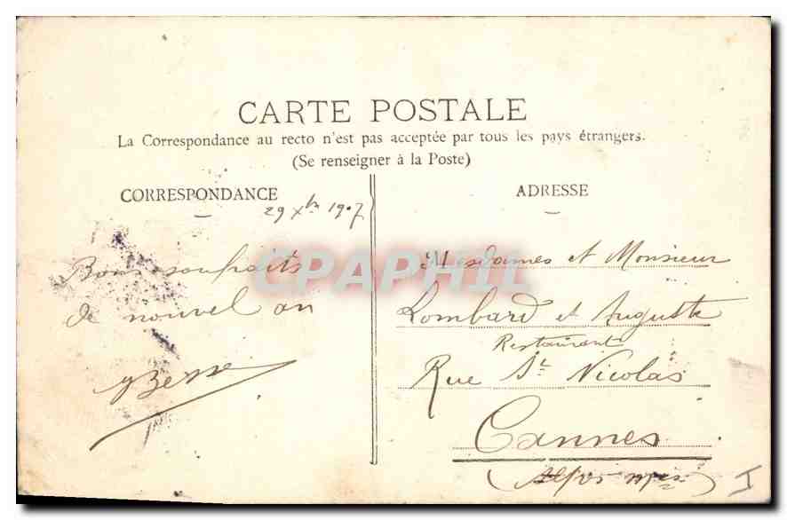 CPA Limoges Le Chene et le Roseau — Rückseite