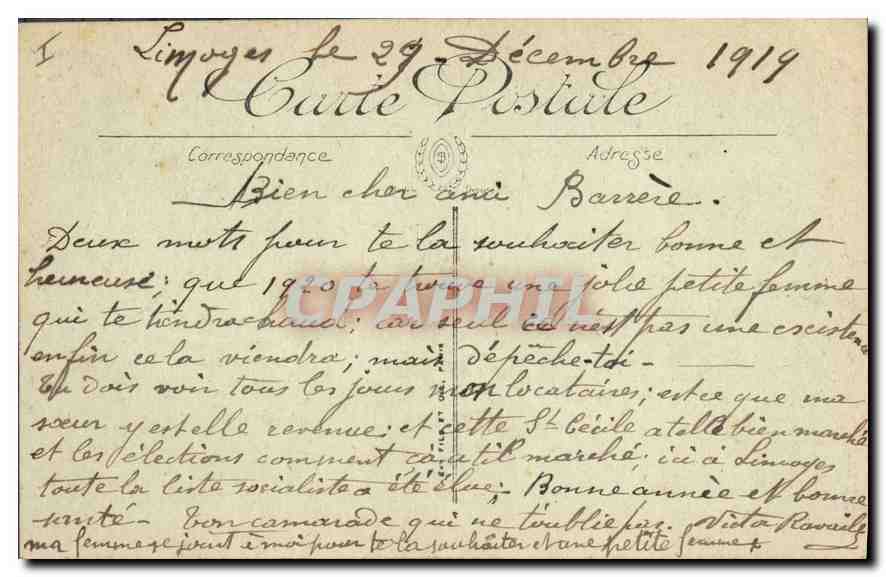 CPA Limoges La Chene et le Roseau par Contellbas — Back