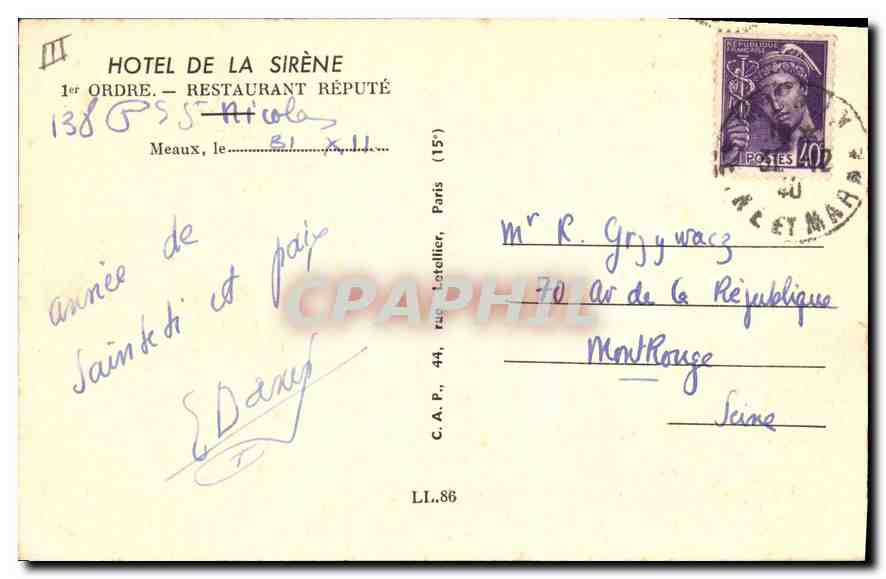 CPA  Meaux Ancien Eveche pavillon de Travail de Bossuet — Verso