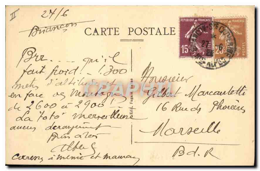 CPA Le Lautaret Hotel P L M (2100 l) — Verso