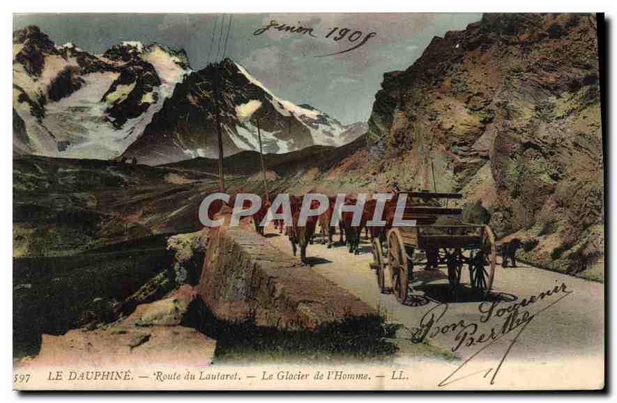 CPA Dauphine Route du Lautaret Le Glacier de l'Homme