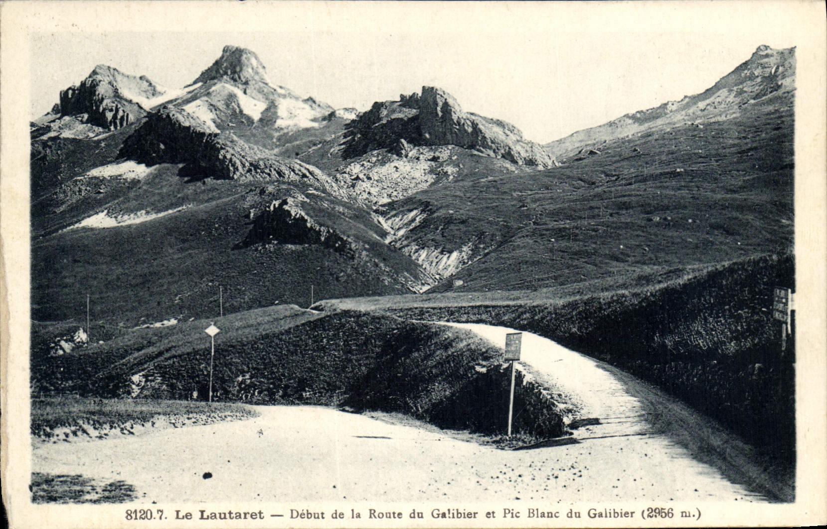 Le Lautaret — Début de la Route du Galibier et Pic Blanc du Galibier (2956 m.) — Éditeur non identifié, n° de série 8120.7