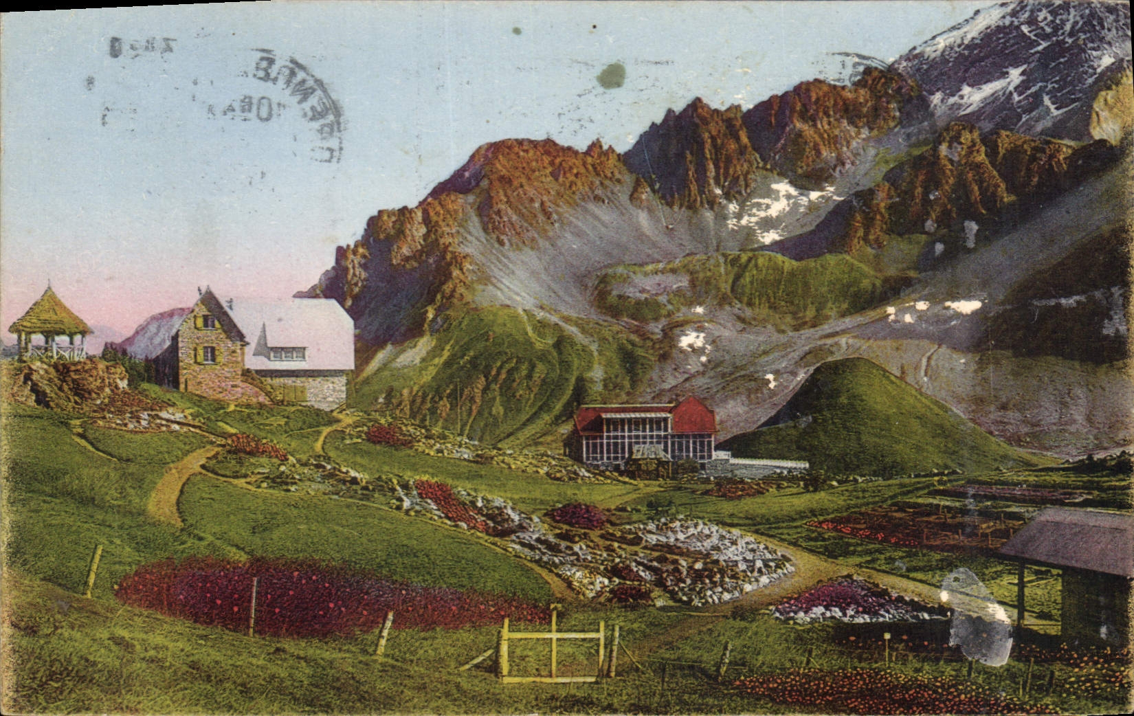 Col du Lauvaret (2058 m.) — vue alpine avec cultures et glaciers — Éditions J. Cilllard, Lyon