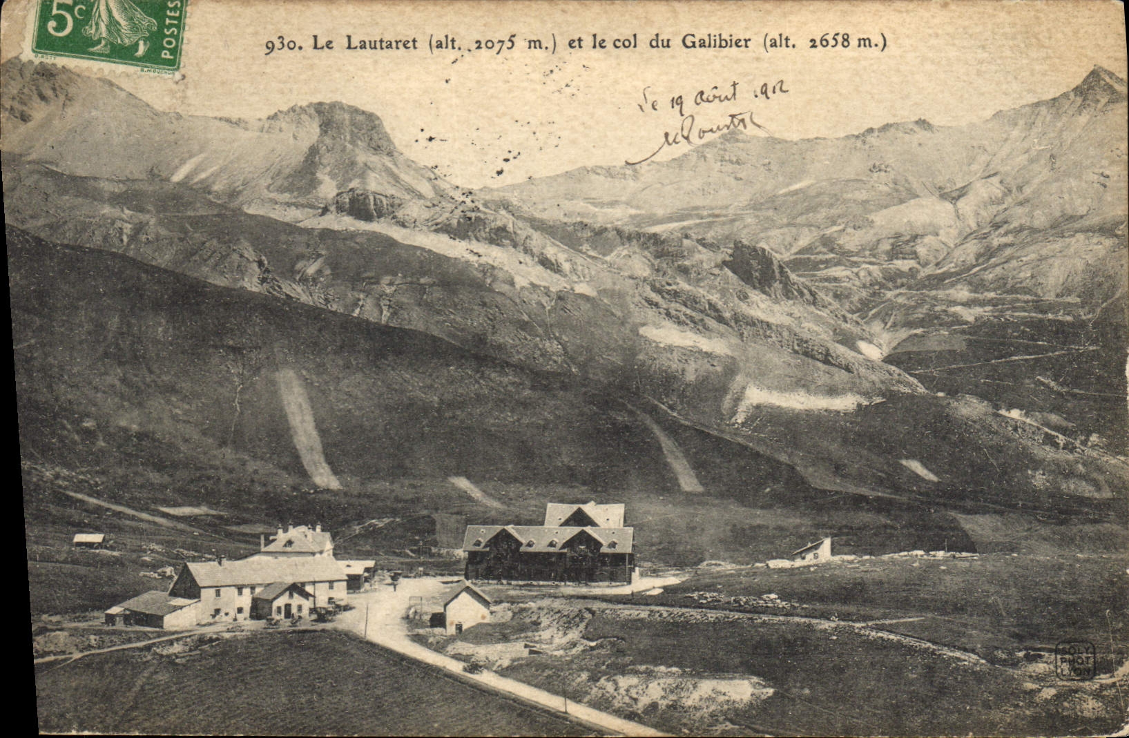 Le Lautaret (alt. 2075 m.) et le col du Galibier (alt. 2658 m.) — photographie de Louis Pinot (Lyon) — n° 930