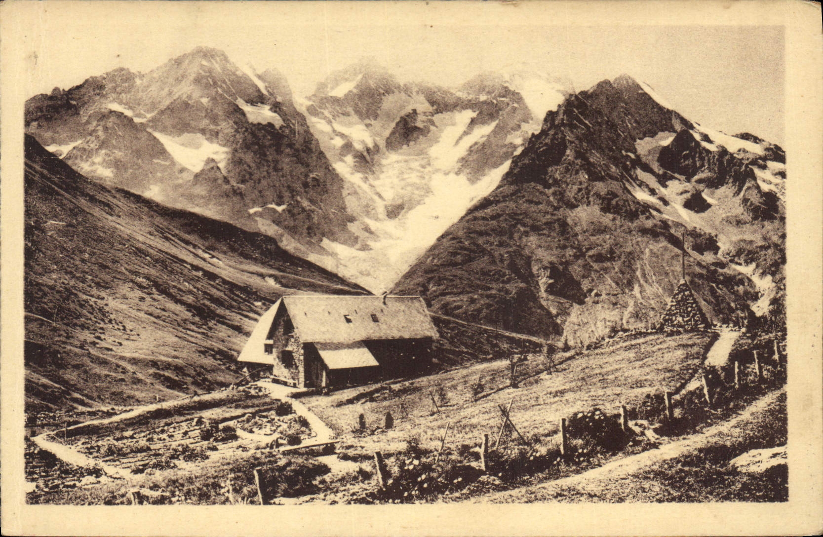 Le Lautaret - Le Jardin Alpin (2120 m.) et la Meije (3997 m.) — Dauphine-Paysages — A. Daullaret - Grenoble