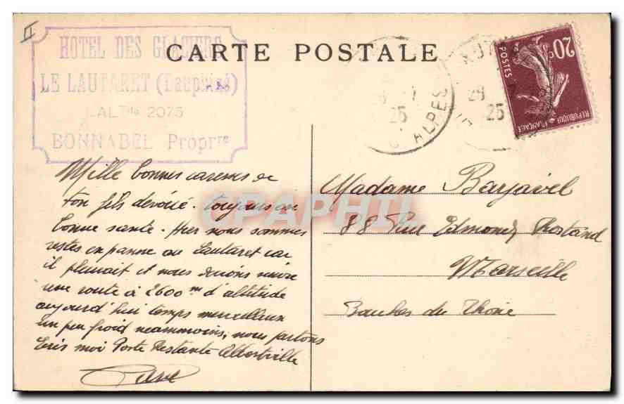 Dauphiné – Le Lautaret – Descente sur Briançon – Vue sur les Hôtels et le Glacier de l’Homme – E.R. – n°823 — Reverso