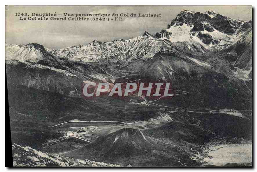 Dauphiné — Vue panoramique du Col du Lautaret et du Grand Galibier (3242 m) — É.R.